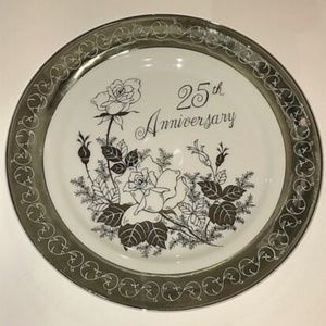 Silver 25th Wedding Anniversary Porcelaine Plate